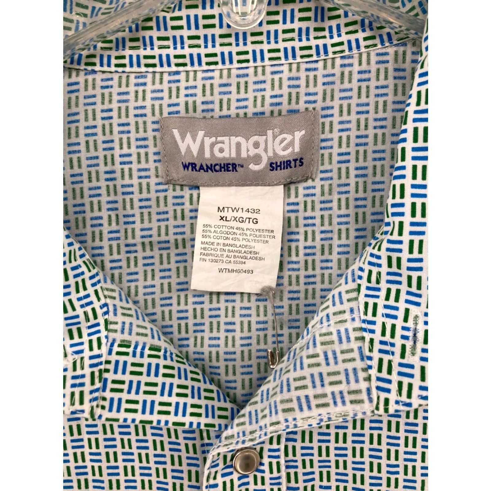 Wrangler Wrangler Wrancher Shirt Mens XL Blue Check Pearl Snap Up Cowboy Size US XL / EU 56 / 4 - 6 Thumbnail