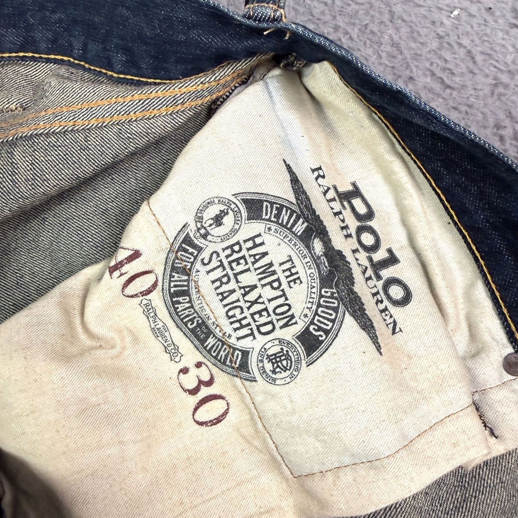 Polo Ralph Lauren Polo Ralph Lauren Jeans Mens 40x30 Blue NEW The Hampton Relaxed Straight Denim Size US L / EU 52-54 / 3 - 3 Thumbnail
