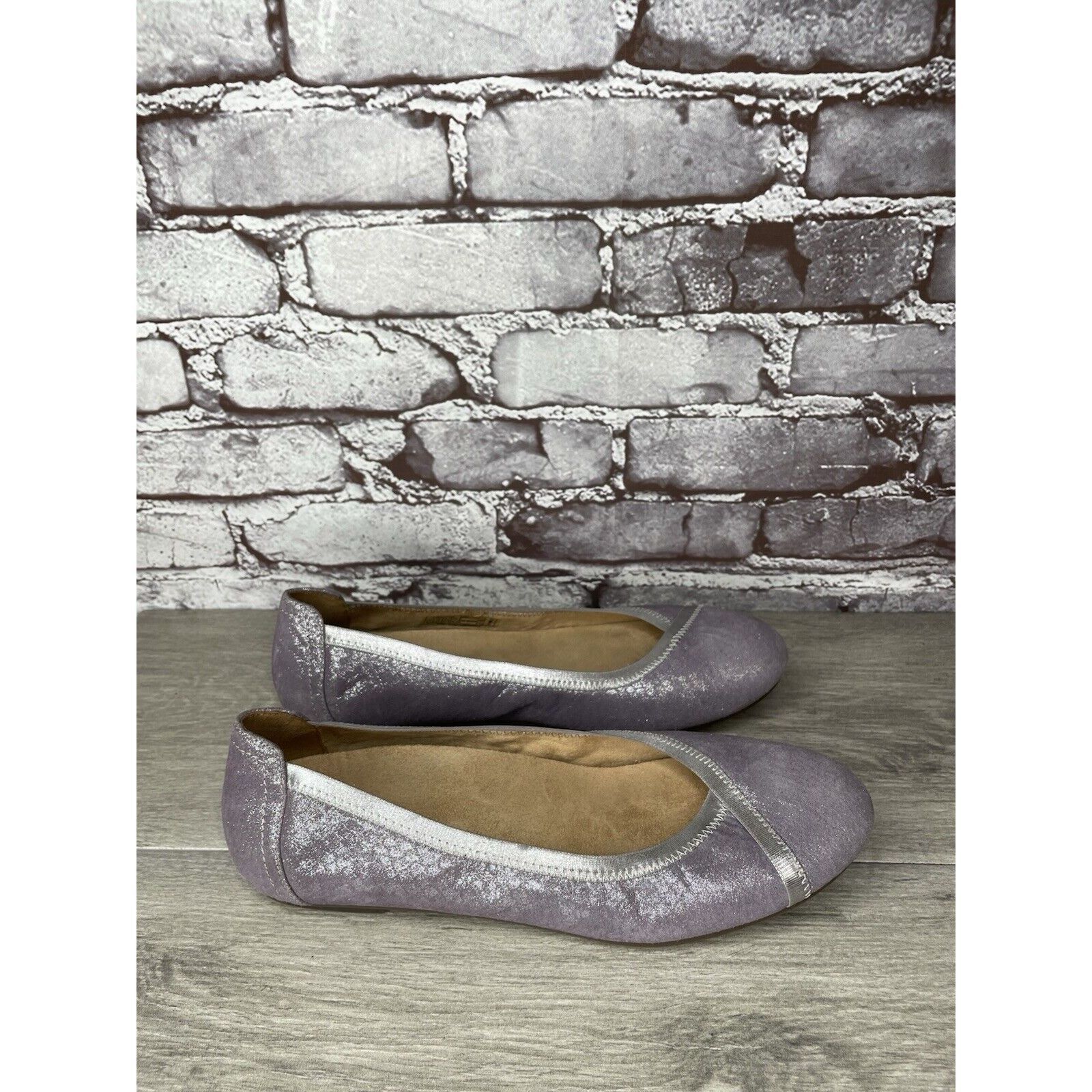 Other Vionic Caroll Metallic Shimmer Pewter Purple Leather Flats W Size US 9.5 / IT 39.5 - 3 Thumbnail