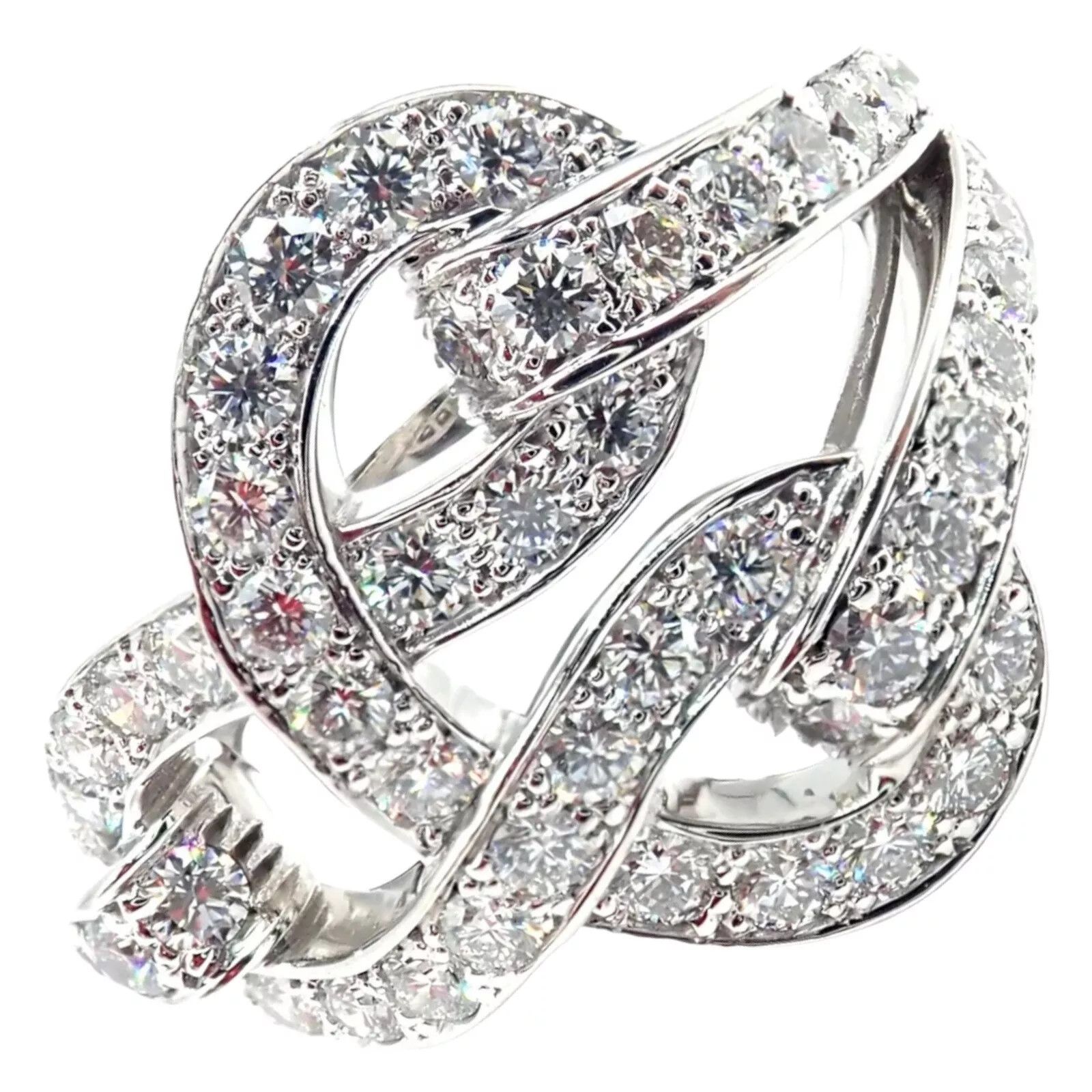 Cartier Cartier Agrafe 18k White Gold Diamond Band Ring Size ONE SIZE - 1 Thumbnail