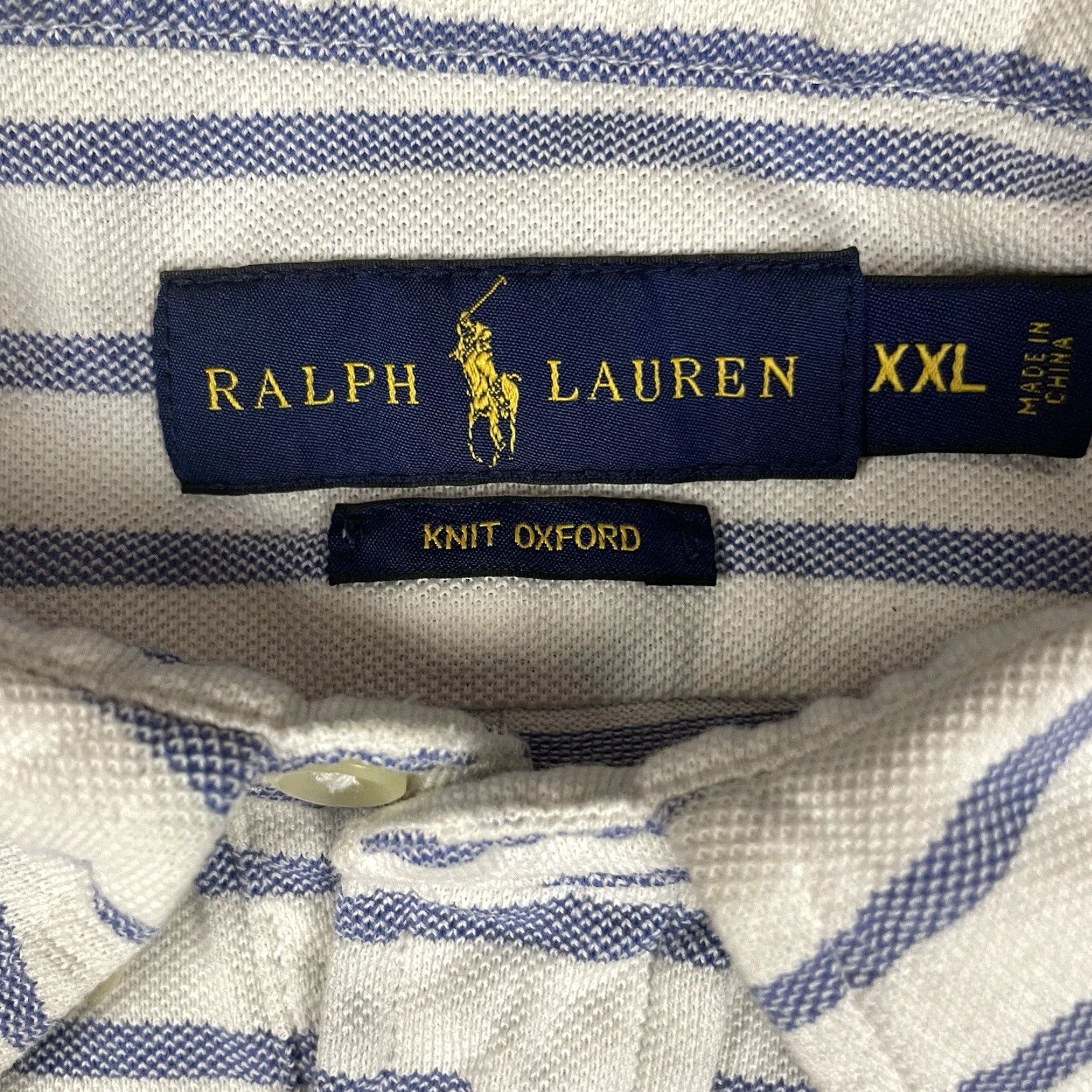 Polo Ralph Lauren Polo Ralph Lauren Shirt Mens 2XL Blue Knit Oxford Striped Pony Adult Short Sleeve Collared Button-Down Size US XXL / EU 58 / 5 - 4 Thumbnail