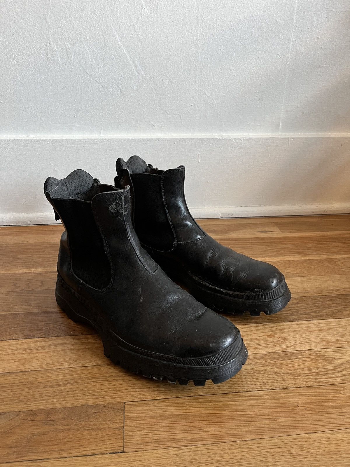 Leather × Prada × Vintage Prada Brixxen High Ankle Boots, Chelsea