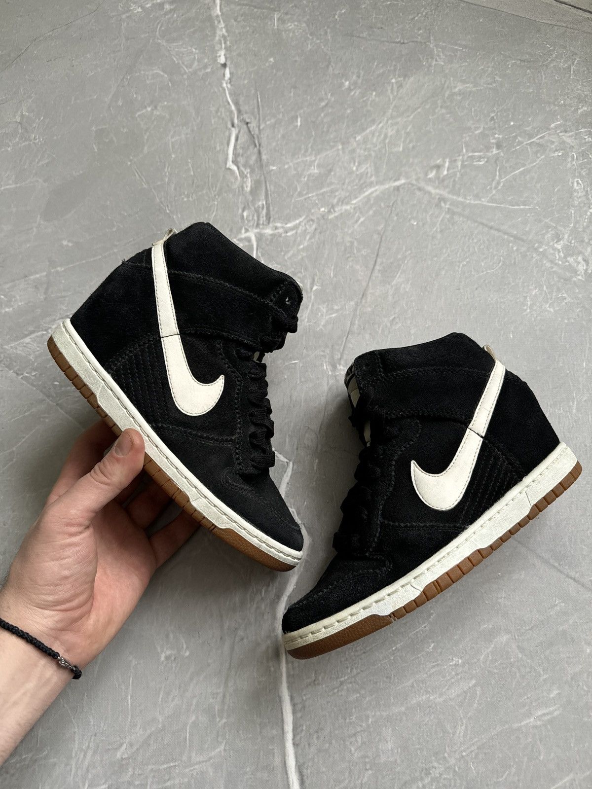Nike Nike Dunk Sky Hi Hidden Wedge Sneakers Suede Black White Size US 6.5 / IT 36.5 - 1 Thumbnail