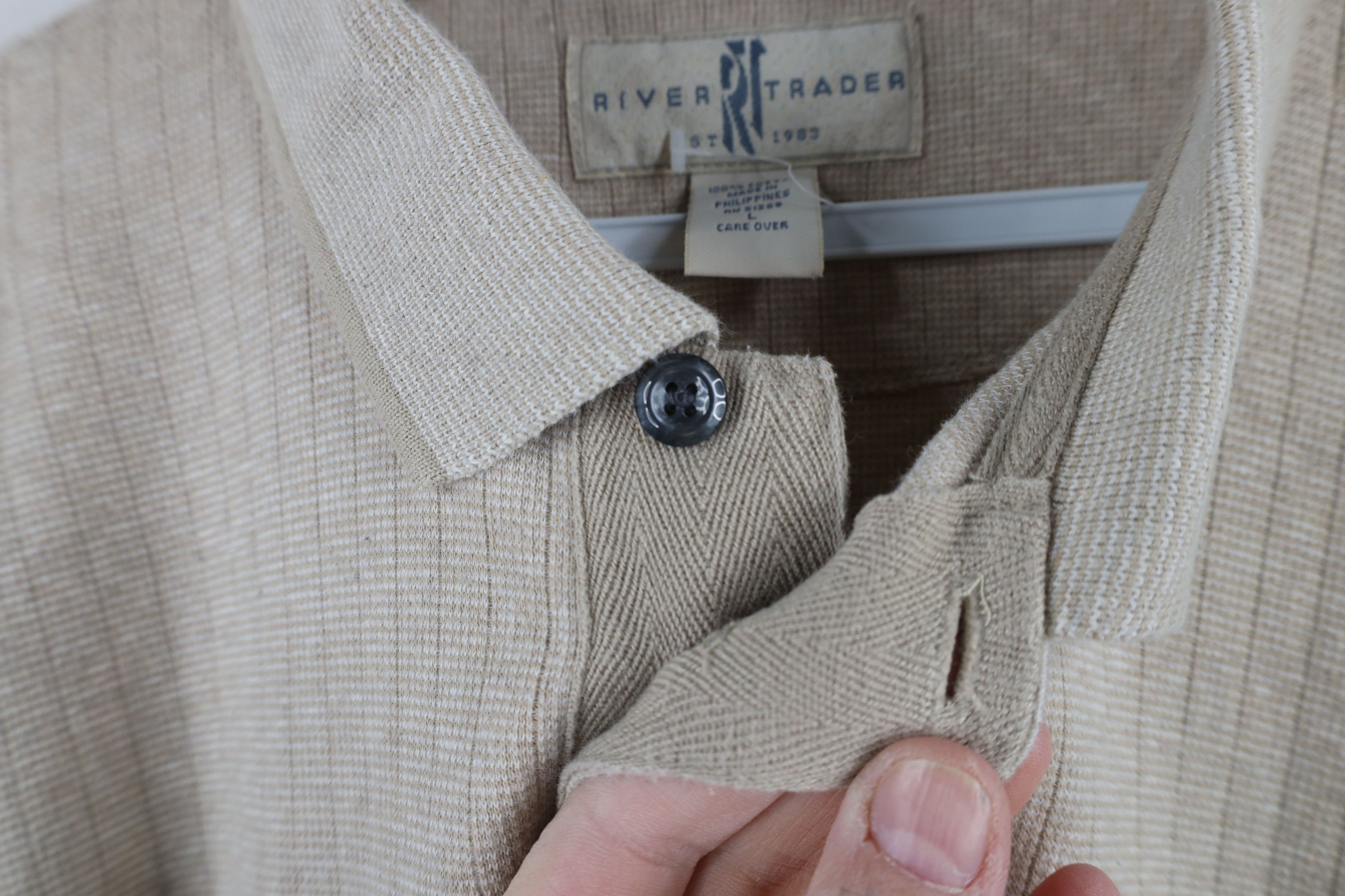 Vintage Vintage 90s Streetwear Long Sleeve Polo Shirt Oatmeal Brown Size US L / EU 52-54 / 3 - 5 Thumbnail
