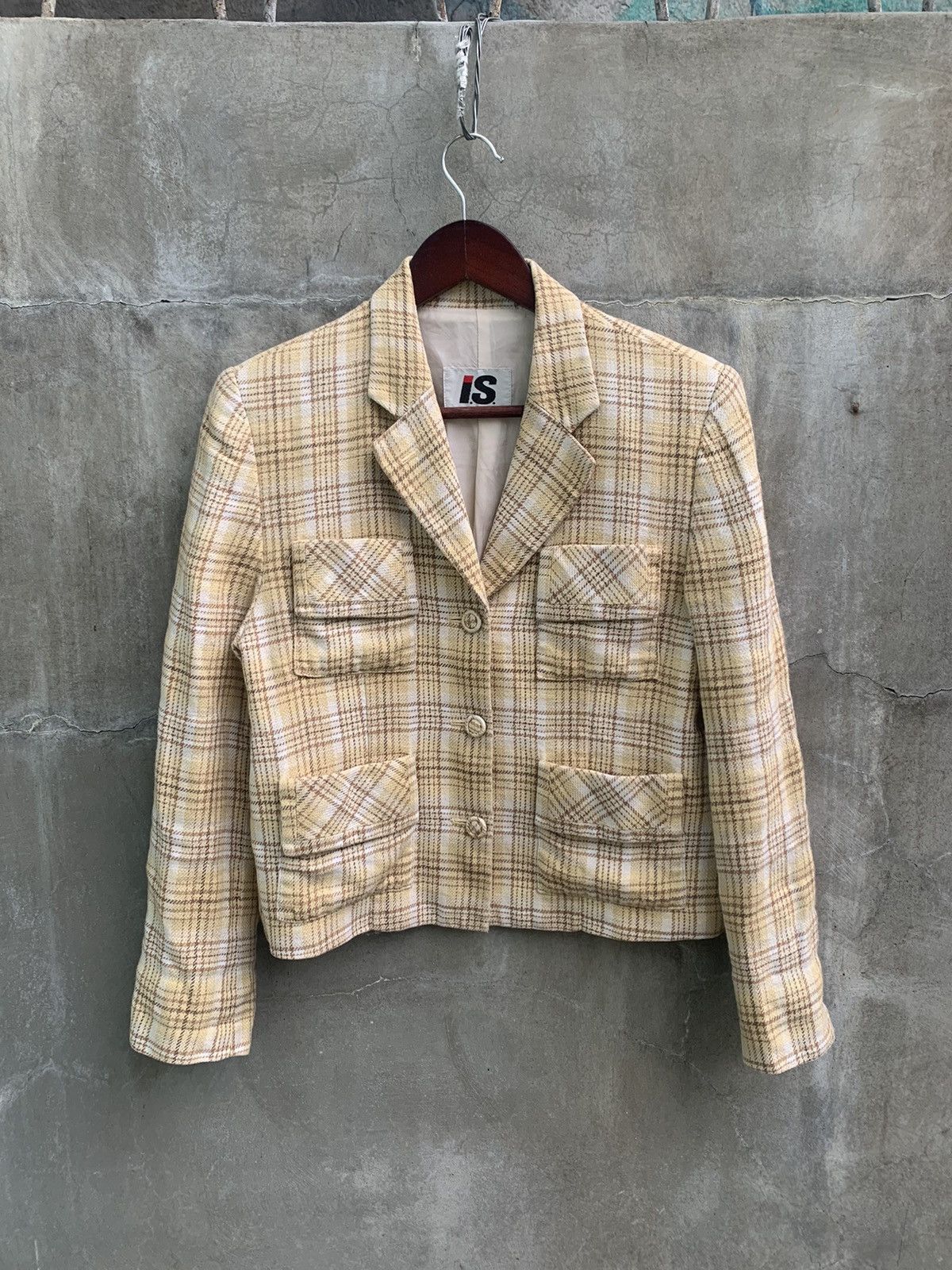 Issey Miyake Hemp Checkered Four Pocket Blazer Size M / US 6-8 / IT 42-44 - 1 Thumbnail