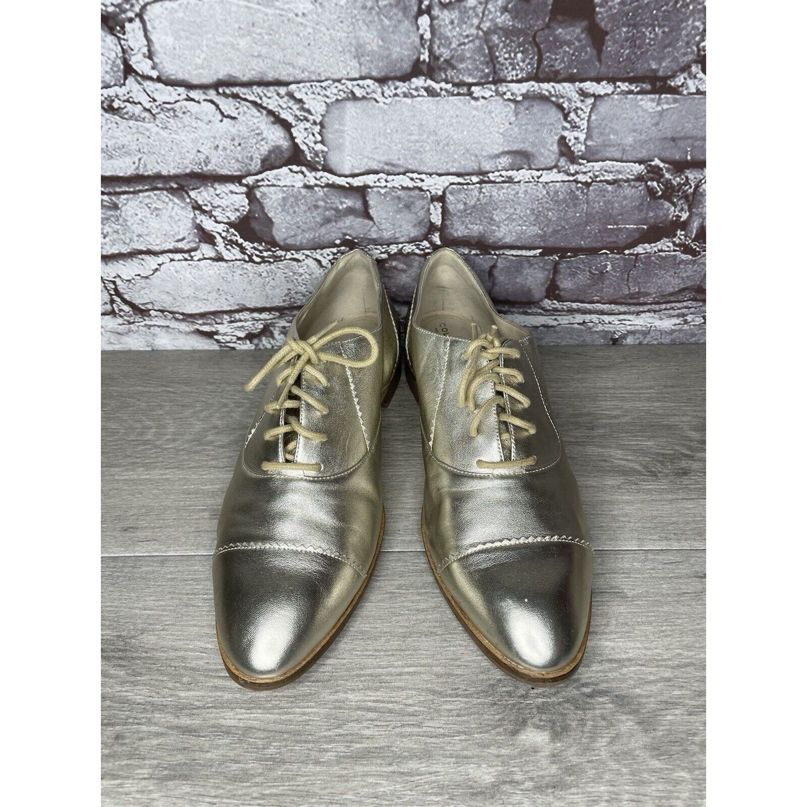 Cole Haan COLE HAAN Go To Collection Arden Gold Metallic Leather Oxfor Size US 10 / IT 40 - 2 Thumbnail