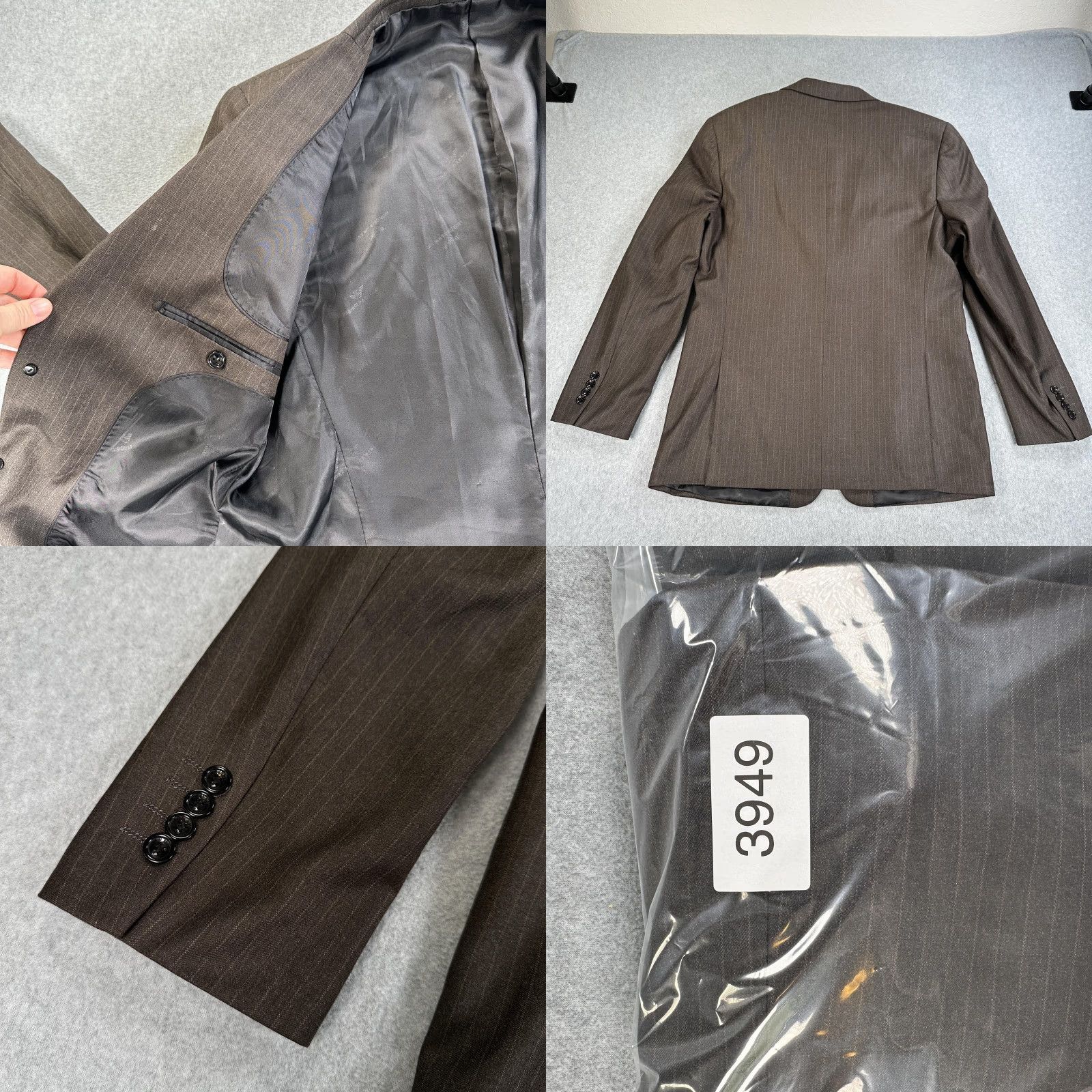 Giorgio Armani Giorgio Armani Blazer Sport Coat Men 52 Brown Pinstripe Two-Button Notch Lapel Wool Polyester Regular Suit Jacket Business Formal Wedding Size 52R - 8 Thumbnail