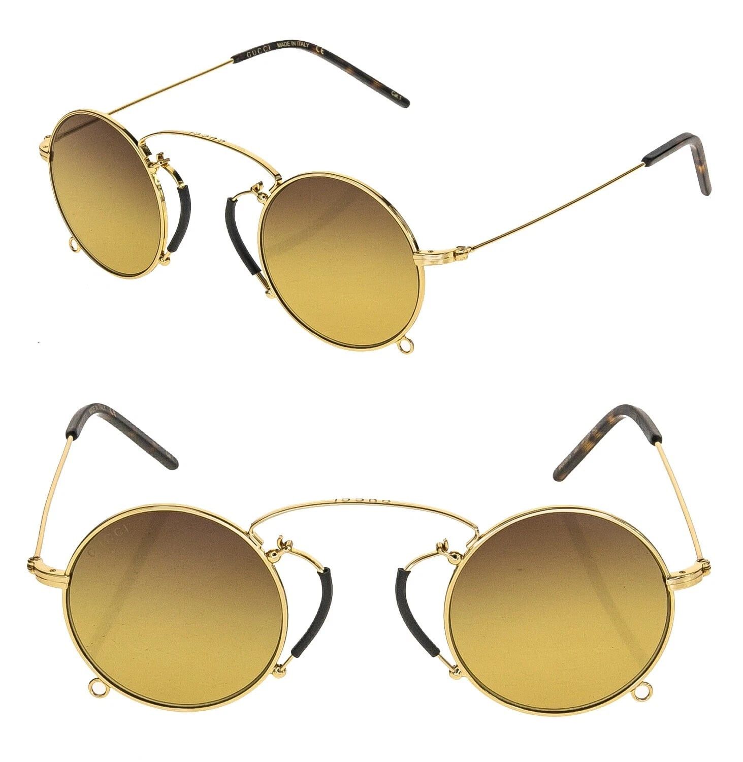 Gucci GUCCI GG0991S ARIA Pinke-nez 0991 Gold Brown 003 Sunglasses Size ONE SIZE - 1 Thumbnail