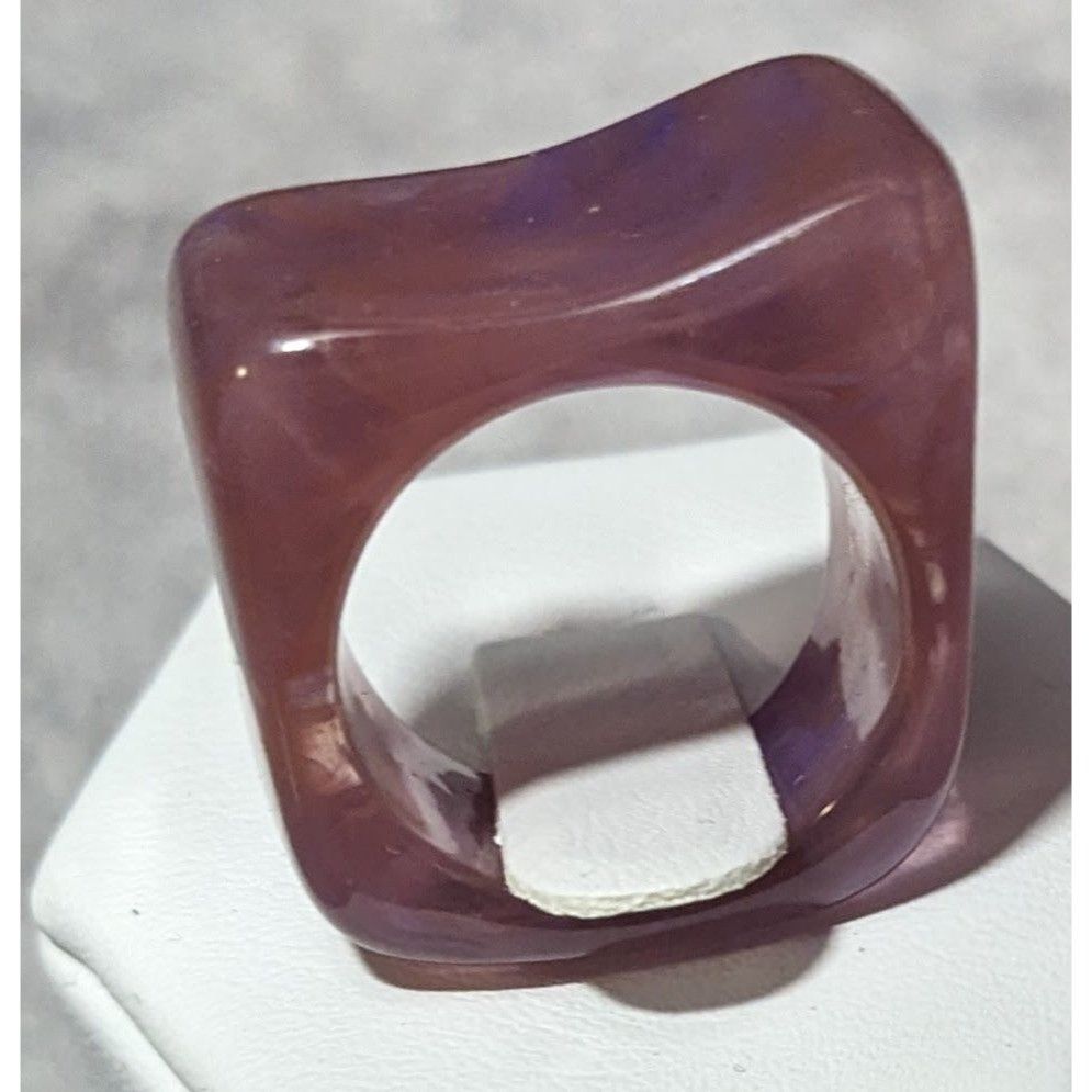 Other Chunky Abstract Pink And Purple Swirl Retro Statement Ring S Size ONE SIZE - 10 Thumbnail
