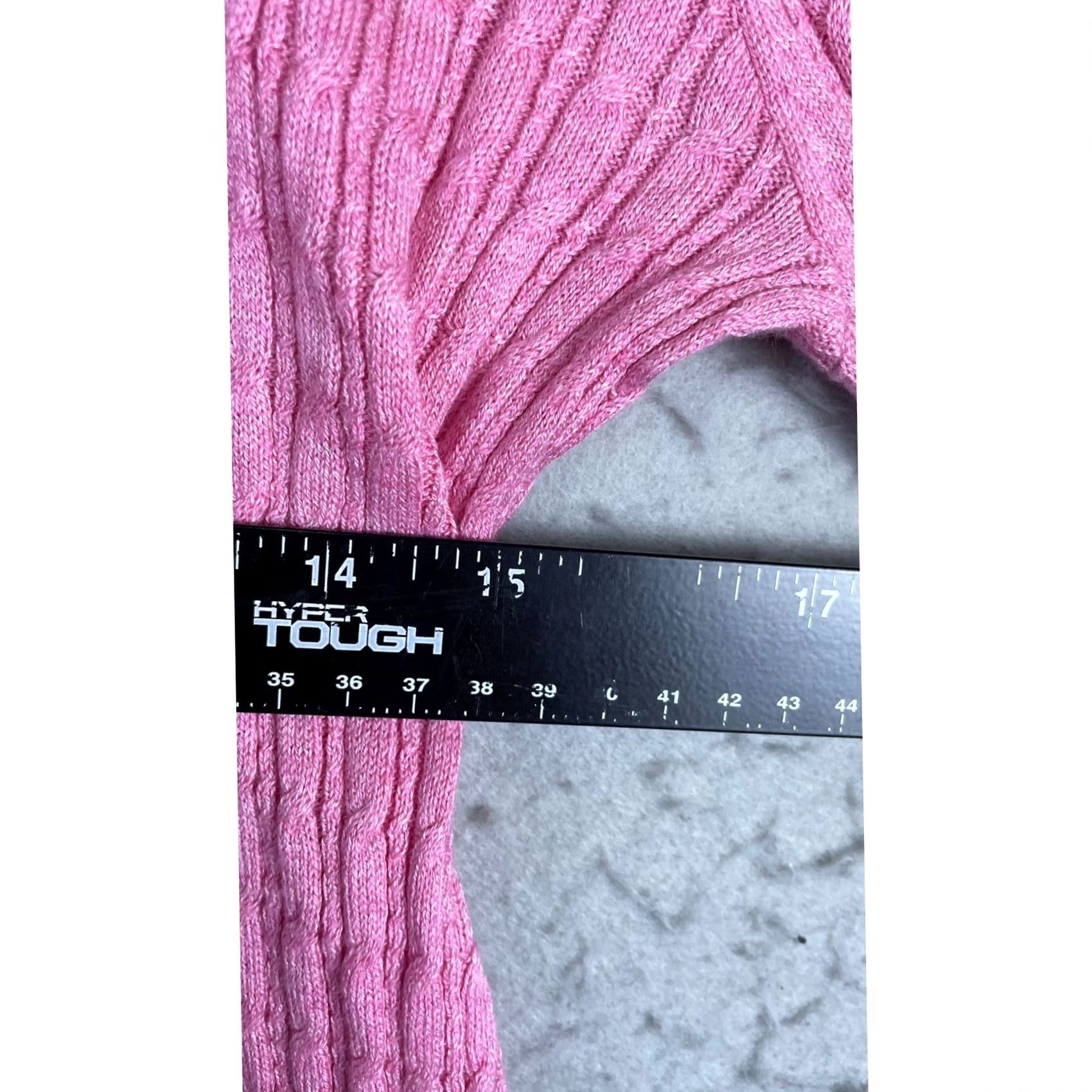 Tommy Hilfiger Tommy Hilfiger Sweater Womens Large Pink Button Cable Knit Casual T7BS0153 Size L / US 10 / IT 46 - 5 Thumbnail