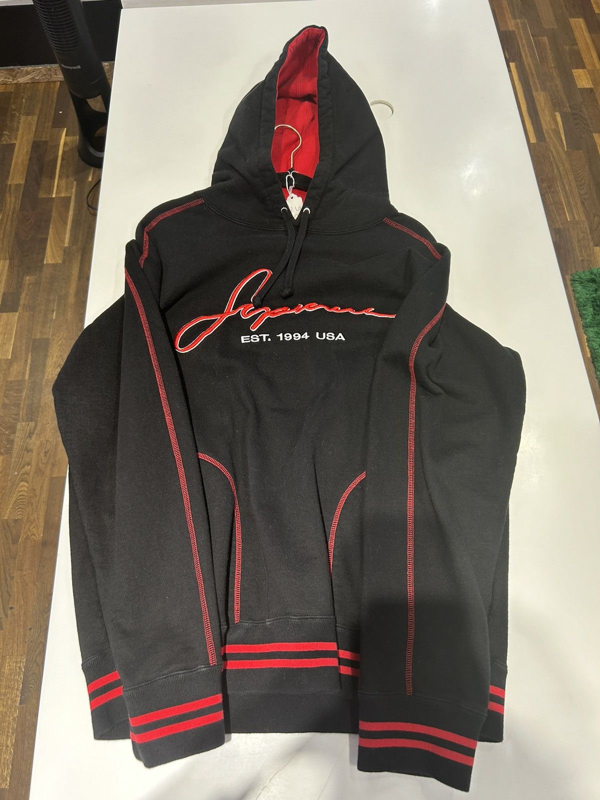 Contrast embroidered hooded sweatshirt supreme hotsell