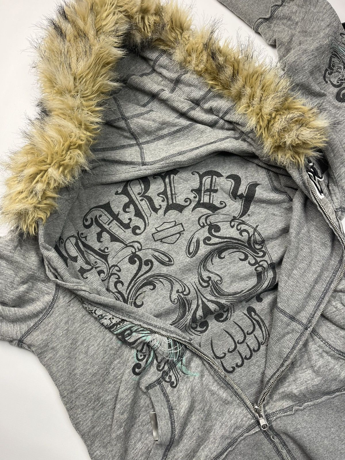 If Six Was Nine Reversible LGB Style Faux Fur Hoodie Harley Davidson Skulls Size US M / EU 48-50 / 2 - 9 Thumbnail