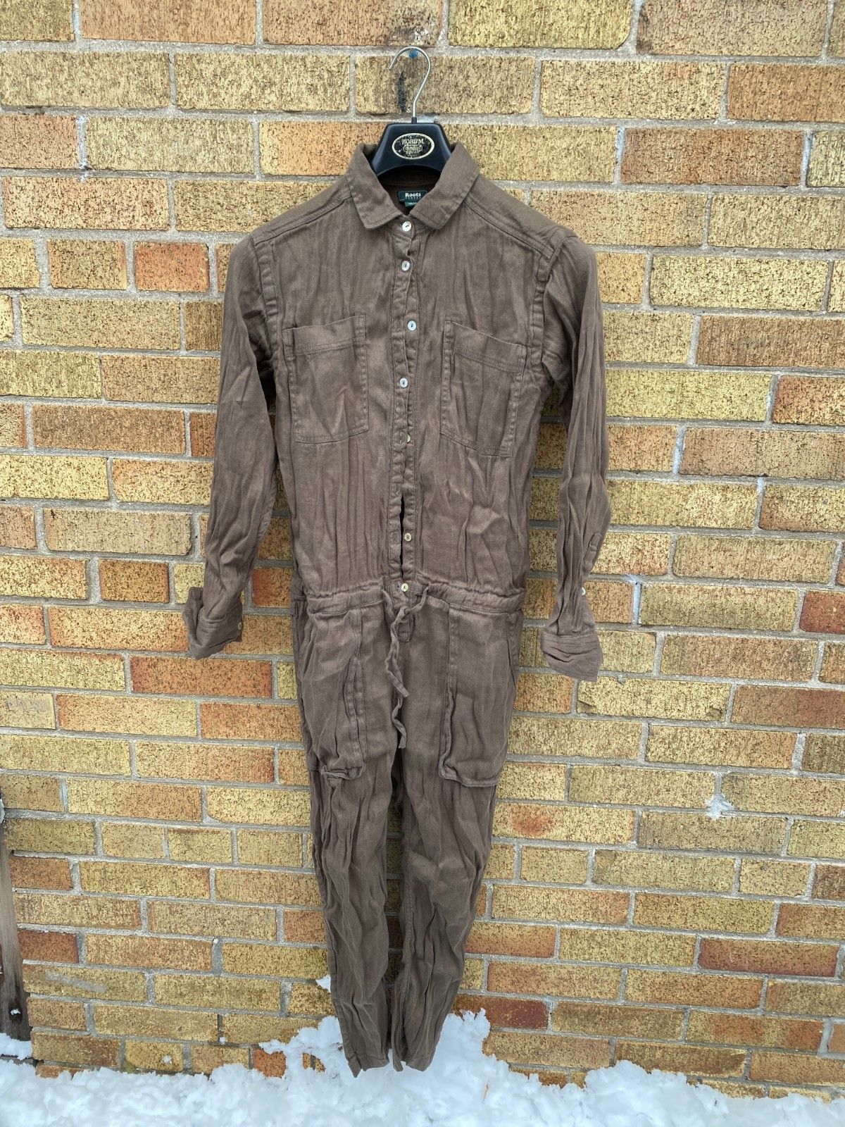 Roots Roots Coveralls Jumpsuit Dark Khaki Brown Multipocket Rompe Size 26" / US 2 / IT 38 - 5 Thumbnail