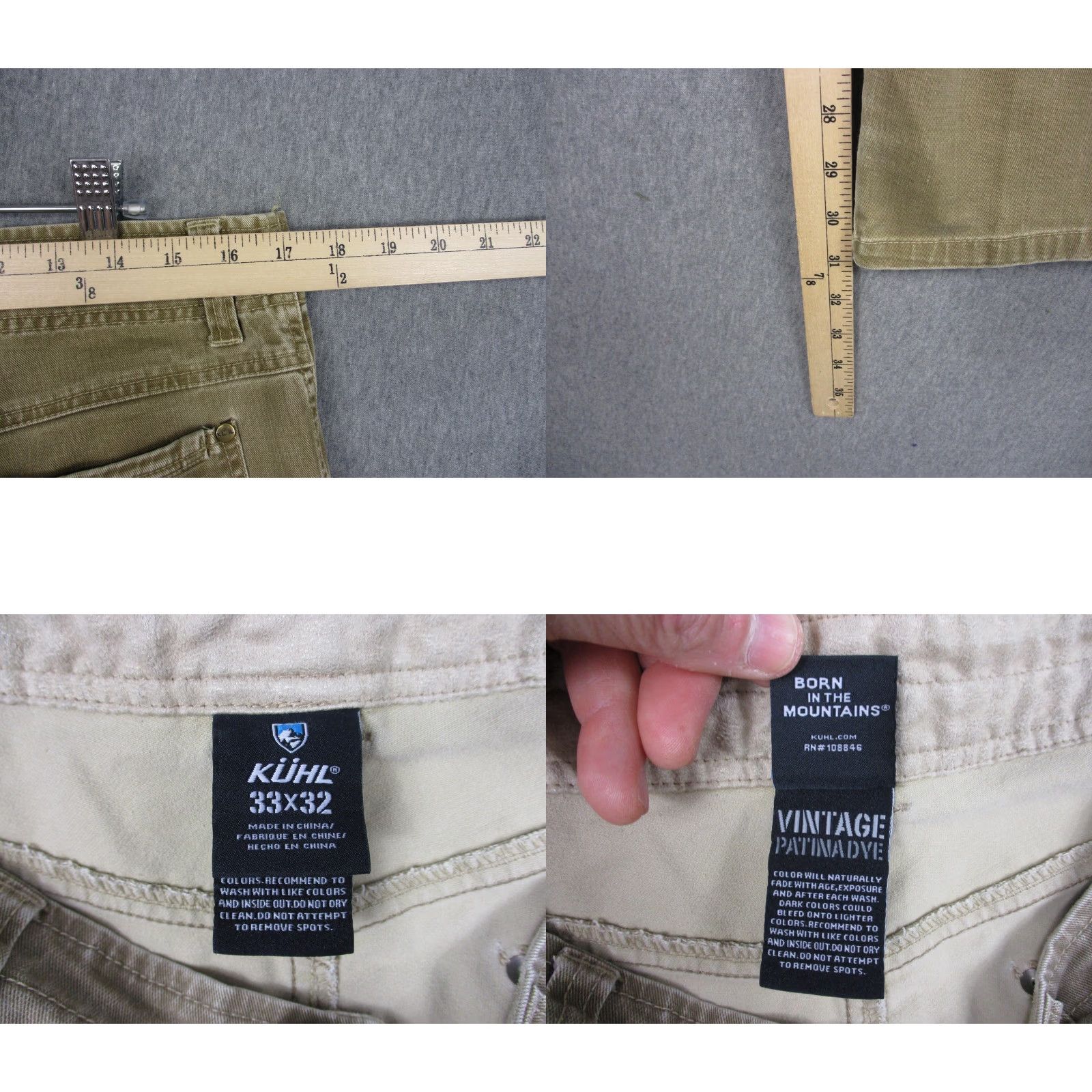 Vintage Kuhl Easy Rydr Pants Mens 33x32 Brown Canvas Outdoor Workwear Stretch Khakis Straight Front Regular Mens Size US 33 - 9 Thumbnail