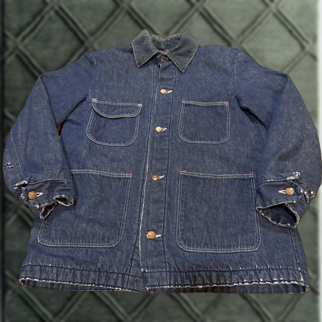 Wrangler VINTAGE Wrangler Denim Jean Chore Coat Work Jacket Mens M Blue, 60s 70s Sanforized, Overcoat, All Seasons, Lined, Pockets, Button, Regular Fit Size US 31 - 1 Thumbnail