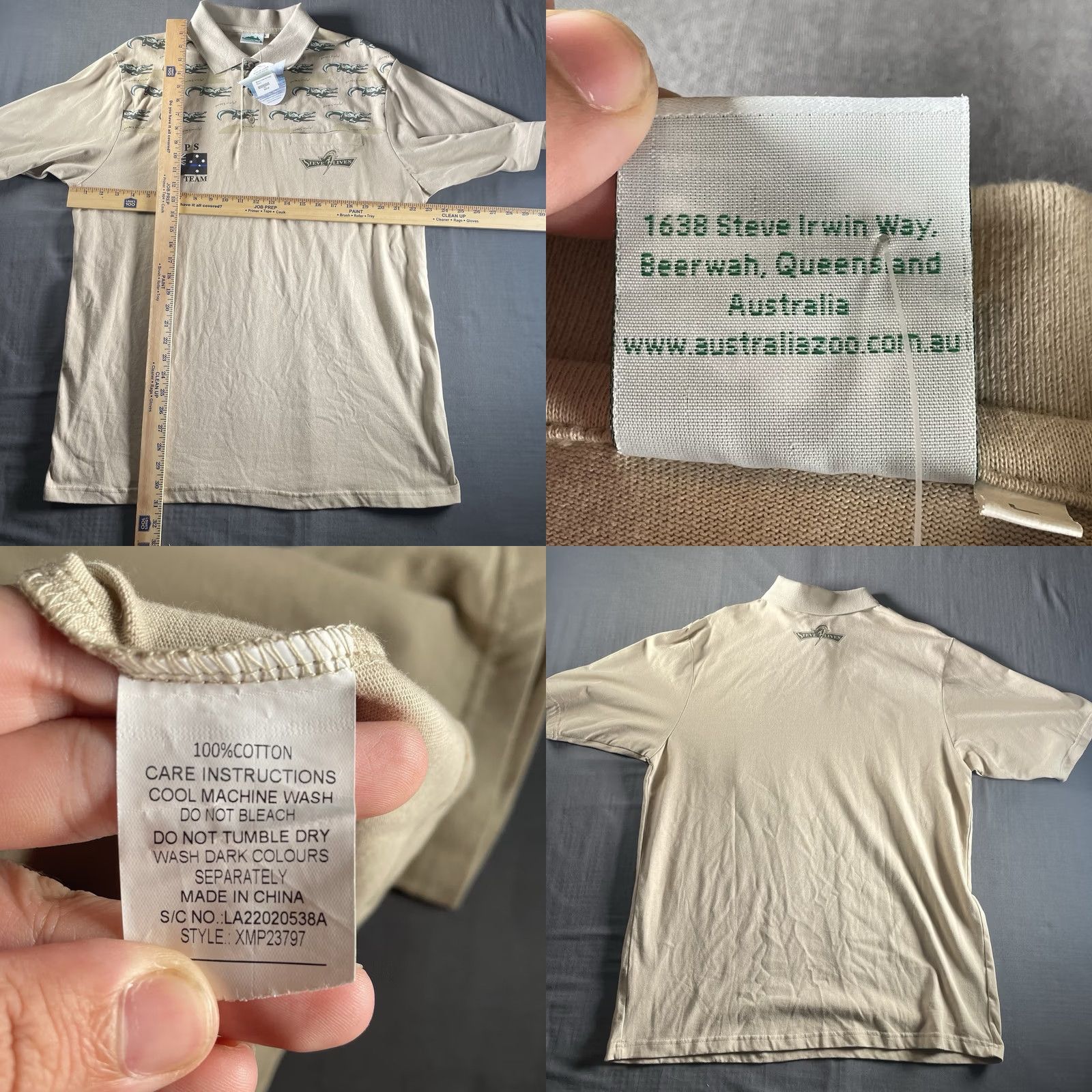 Vintage Steve Irwin Shirt Mens L Polo Australia Zoo Crocodile Hunter Steve Lives NEW Regular Beige Cotton Button-Up Short Sleeve Size US L / EU 52-54 / 3 - 8 Thumbnail