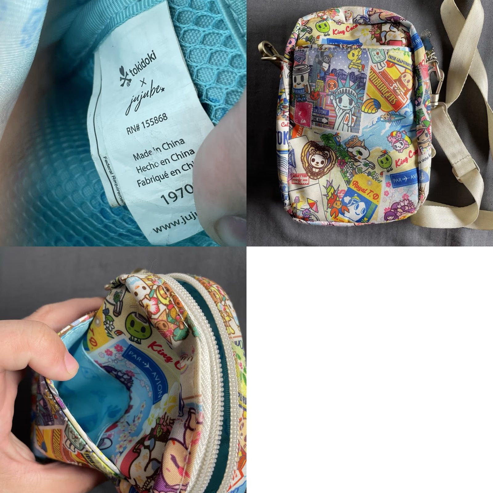 tokidoki Tokidoki Crossbody Bag Mini Round Colorful Multicolor JuJuBe Kawaii Round the World Women Girls Mens Size ONE SIZE - 8 Thumbnail