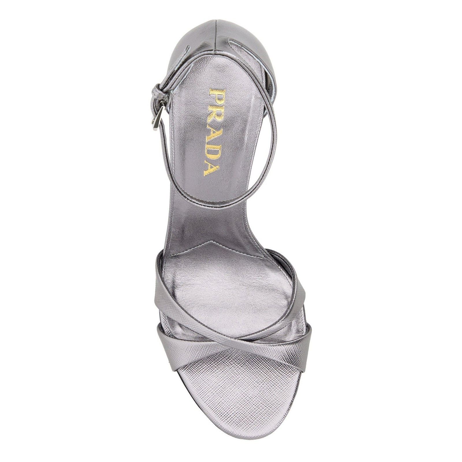 Prada PRADA Silver Leather 100mm Heel Sandals New & Authentic (Wom Size US 6 / IT 36 - 4 Thumbnail