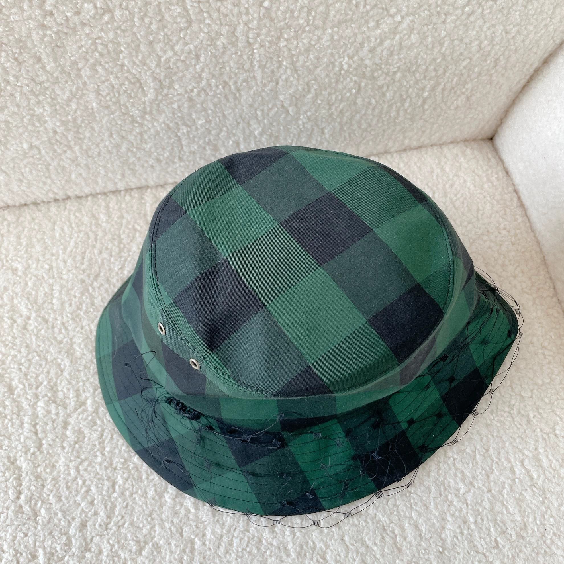 Dior Dior green tulle check bucket hat 58 size 7740 Size ONE SIZE - 5 Thumbnail