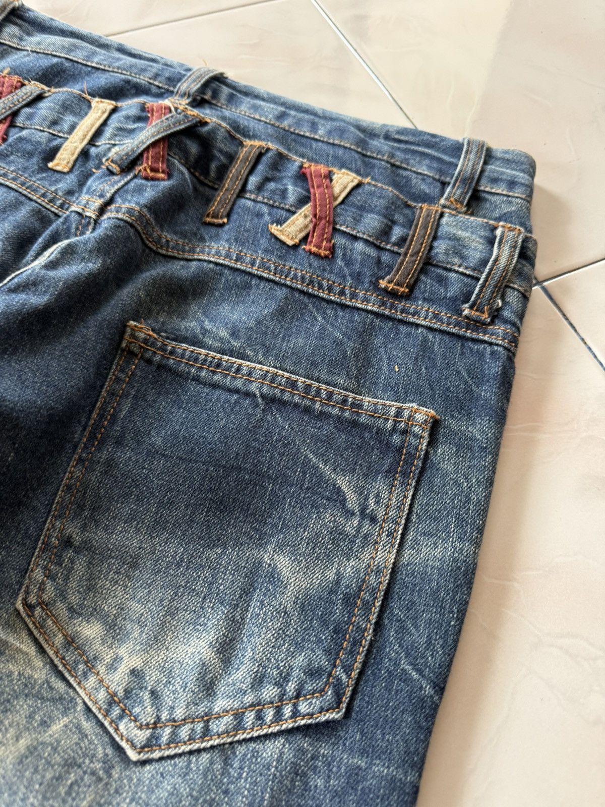Hysteric Glamour Bercedos Japan Double Waist Cut & Sew Whiskers Jeans Size US 30 / EU 46 - 14 Thumbnail