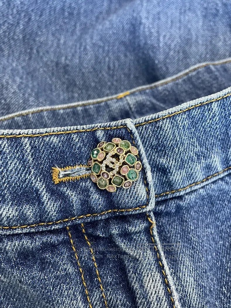 Chanel Chanel 22k blue gemstone buckle jeans Size 24" / US 00 / IT 34 - 4 Thumbnail