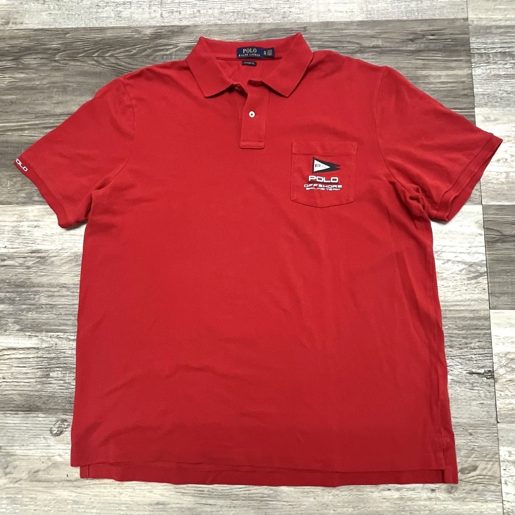 Polo Ralph Lauren Ralph Lauren Polo Shirt Mens XL Classic Fit Red Offshore Sailing Team Pique EUC Size US XL / EU 56 / 4 - 3 Thumbnail