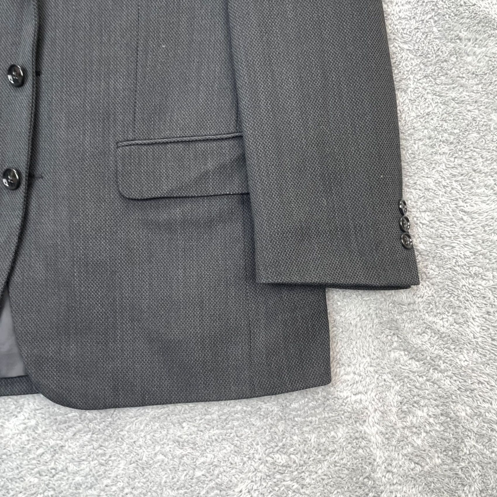 Jones New York VINTAGE Jones New York Blazer Gray Jacket Coat Mens 38S Textured Wool Business Size 38R - 7 Thumbnail