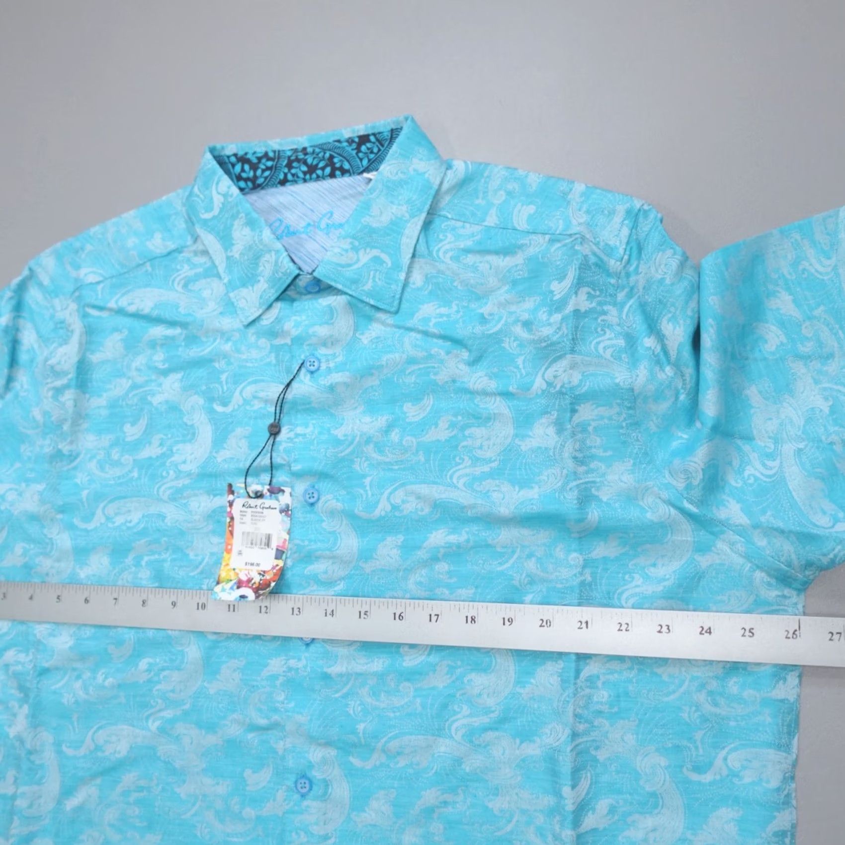 Robert Graham Robert Graham Poseidon Linen Blend Button Up Shirt Paisley Turquoise 2XL Mens Shirt Size US XXL / EU 58 / 5 - 5 Thumbnail