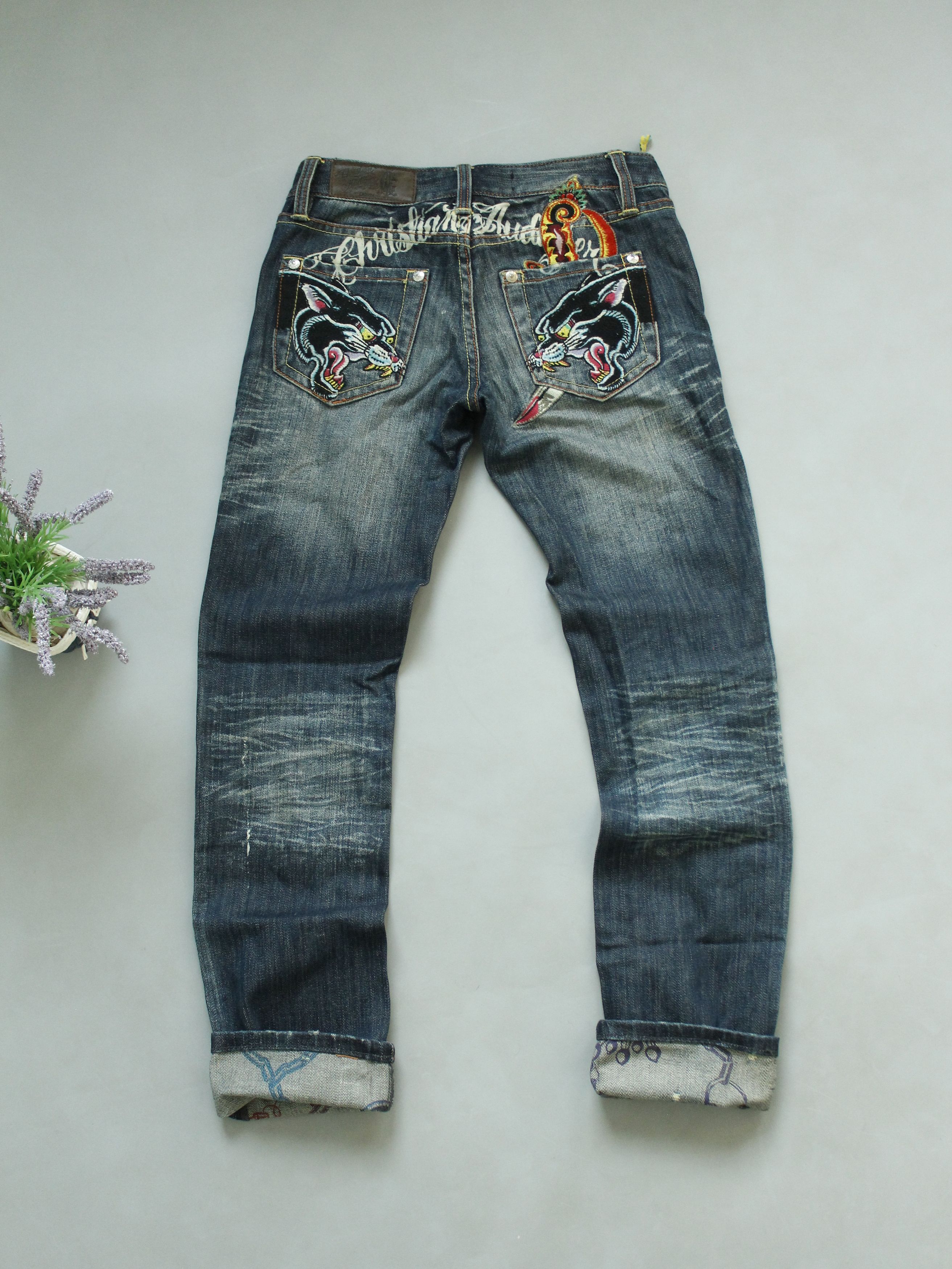 Christian Audigier × Ed Hardy CHRISTIAN AUDIGIER 🐅 26/33 WOMENS JEANS TIGERS EMBROIDERY Size 26" / US 2 / IT 38 - 1 Thumbnail