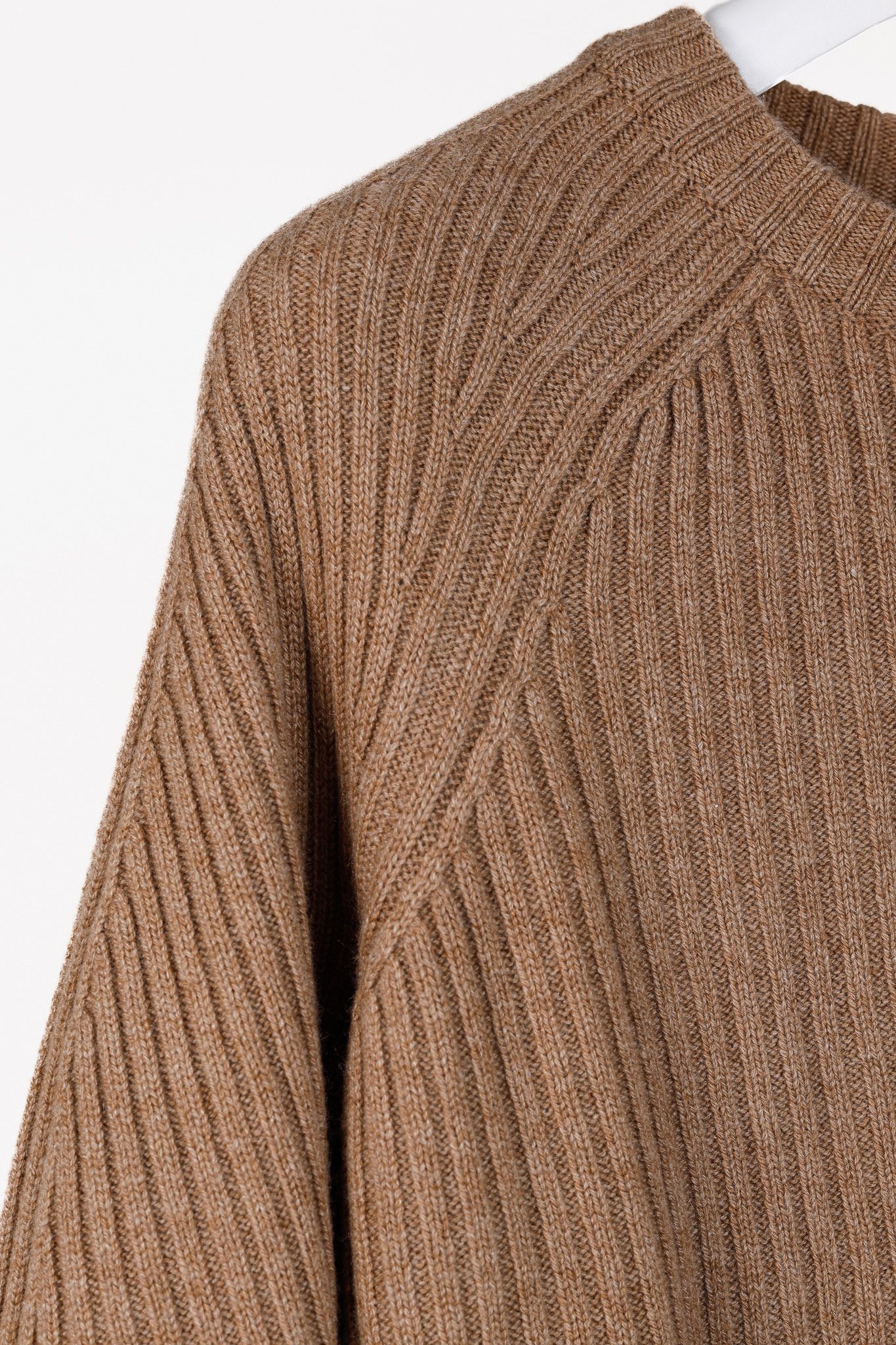 Bompard Eric Bompard Caramel Cashmere Ribbed Round Neck Jumper Size M / US 6-8 / IT 42-44 - 5 Thumbnail
