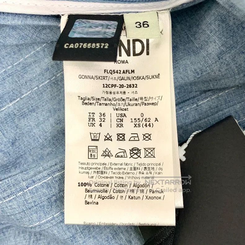Fendi Fendi Light Blue Double F Embroidered Cotton Side-Slit Cas Size 24" / US 00 / IT 34 - 9 Thumbnail