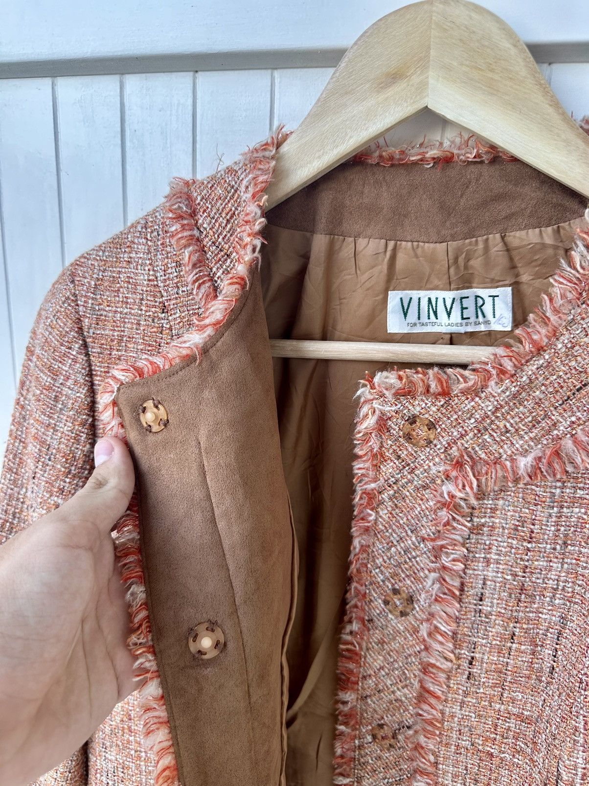 Japanese Brand Vintage Vinvert Tweed Jacket Made In Japan Size M / US 6-8 / IT 42-44 - 8 Thumbnail
