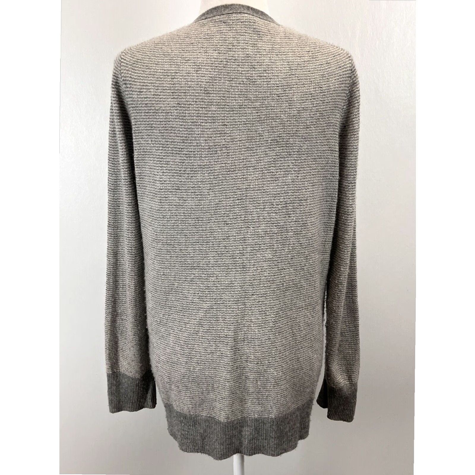 J.Crew J Crew Mens Large Gray Striped Cashmere Blend Cardigan Sweater L XL Size L / US 10 / IT 46 - 3 Thumbnail