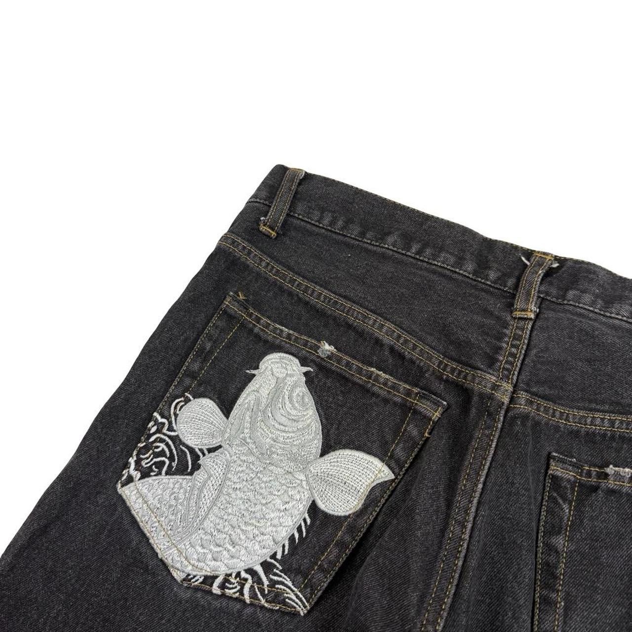 Karakuri Tamashii Karakuri Tamashii Embroidered Koi Japanese Jeans - Waist 35 Size US 35 - 4 Thumbnail