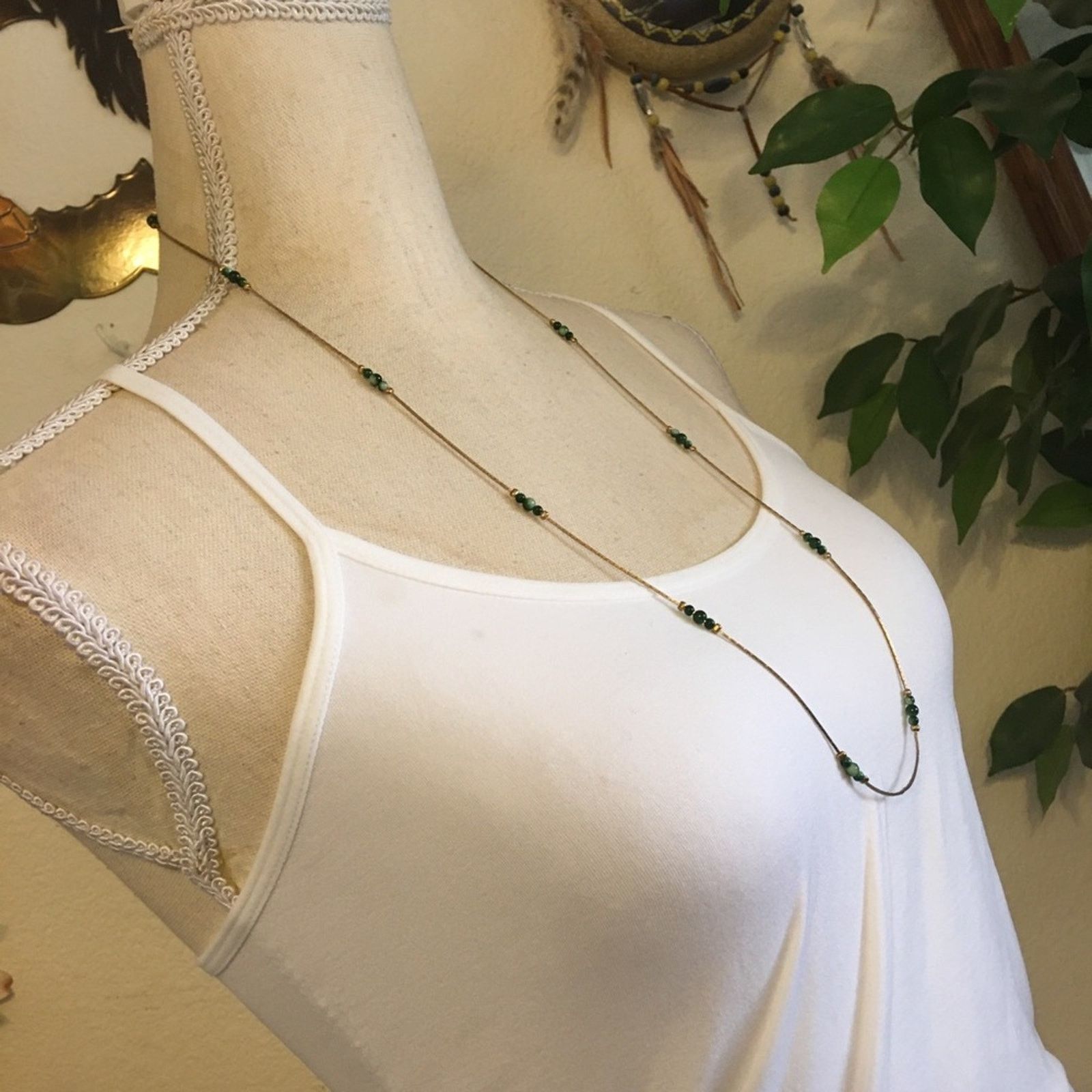 Vintage Vintage 80s beaded gold tone chain necklace Size ONE SIZE - 2 Thumbnail