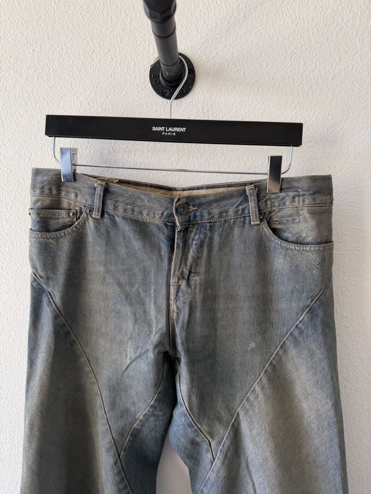 Rick Owens AW06 Mudwash Spiral Bootcut Denim Jeans 29 Size US 34 / EU 50 - 2 Thumbnail