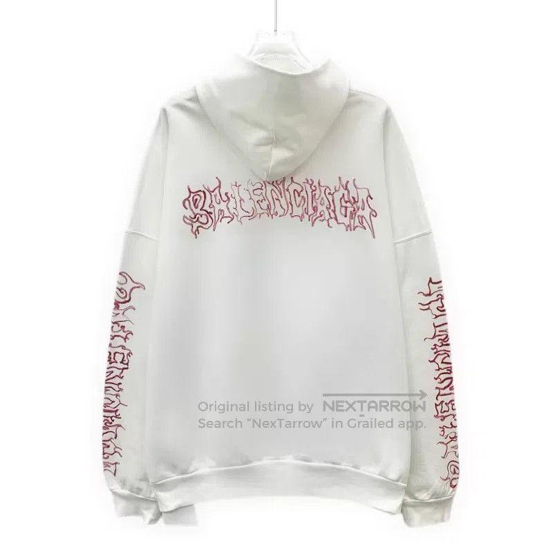 Balenciaga Balenciaga White Flame Pattern Logo Letter Printed Cotton Size US M / EU 48-50 / 2 - 2 Thumbnail