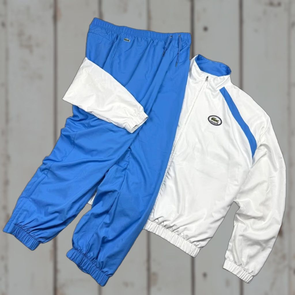 Lacoste VINTAGE Lacoste Nylon Tracksuit Jacket And Pants Men 3XL White Tracksuit Mens 3XL White Lacoste Nylon Pockets Logo Zip Size 48R - 1 Thumbnail