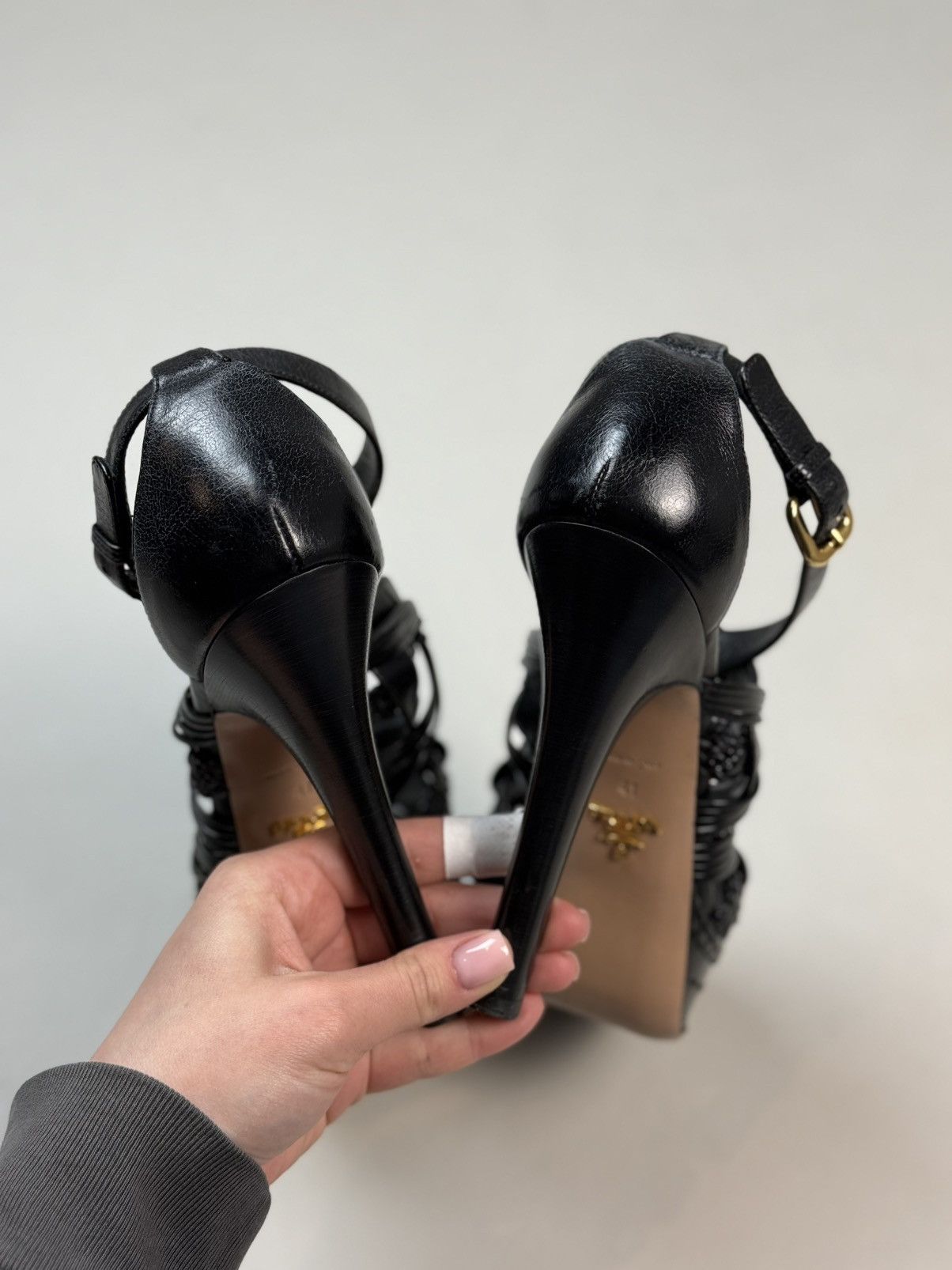 Prada Prada Ladies Black Leather Strappy Heels Shoes Size 41 Size US 10 / IT 40 - 17 Thumbnail