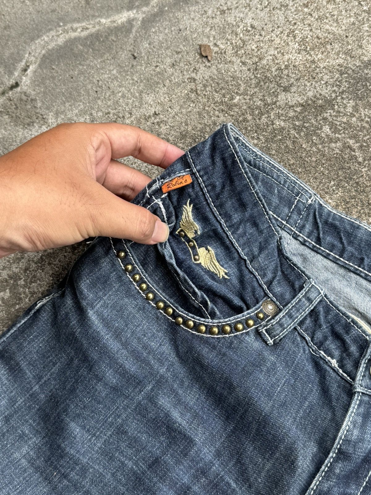 Robins Jeans Gold Wings Robins Jeans Denim Studded styled Size US 29 - 7 Thumbnail