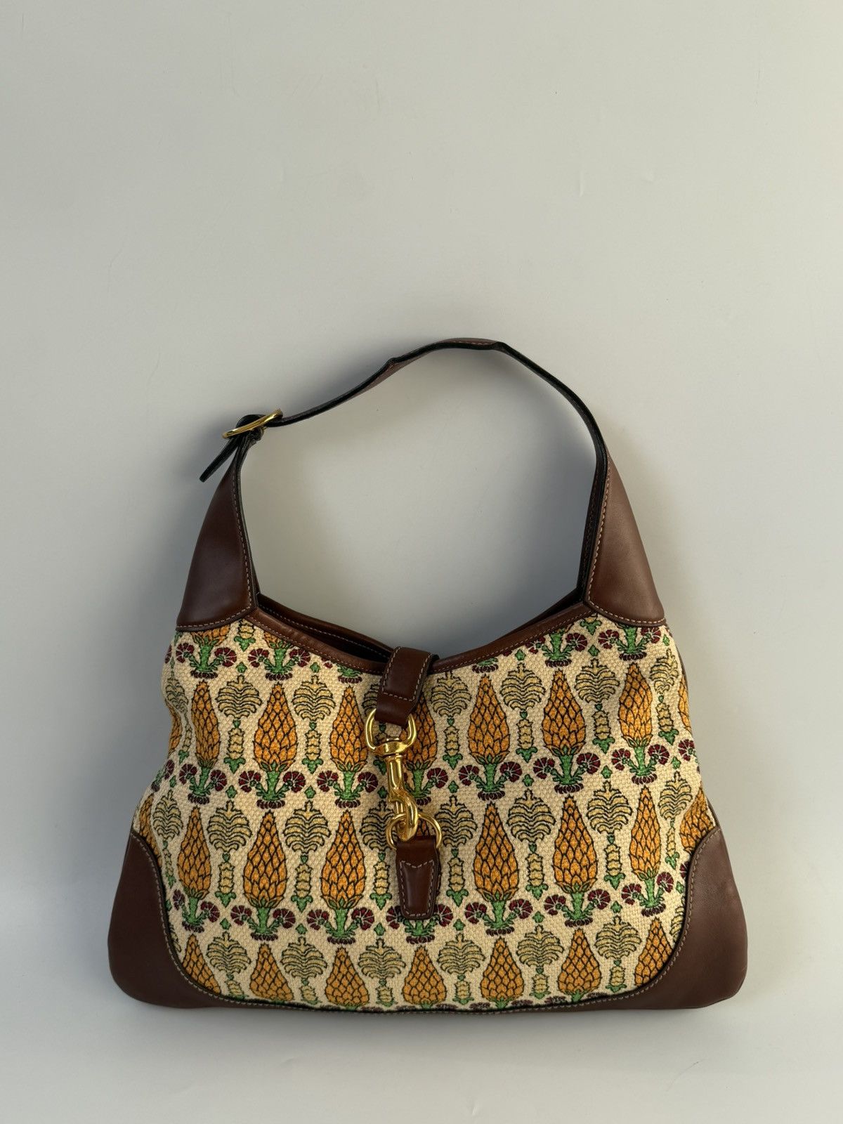 Gucci Jackie Pineapple Printed Canvas Hobo Bag