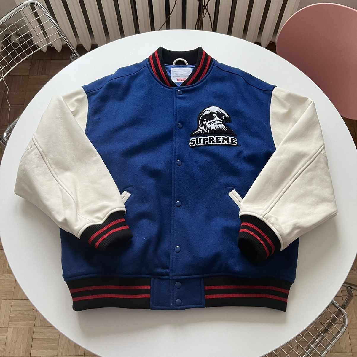 Supreme Wave Varsity Jacket XL Supreme Wave Varsity Jacket Blue XL
