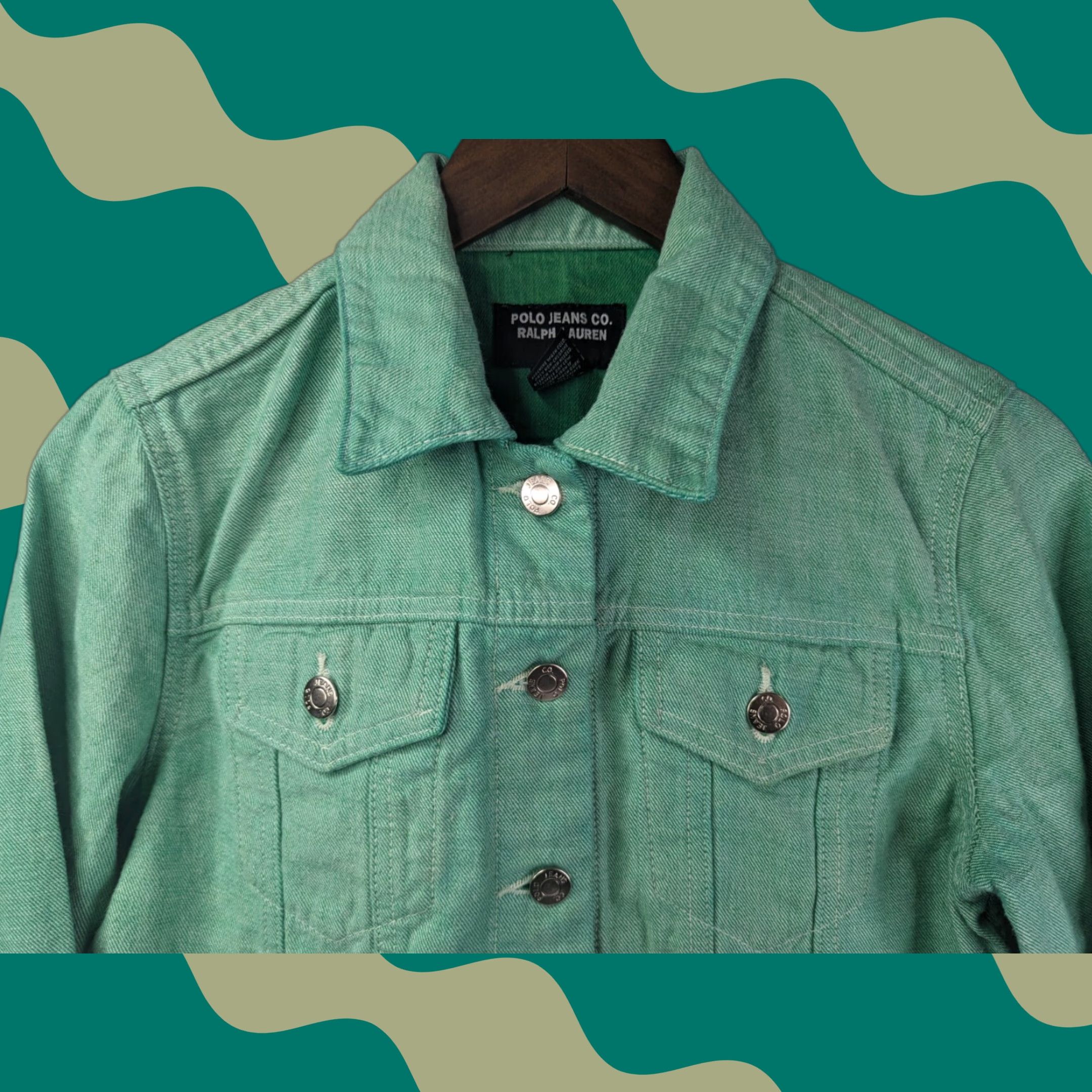Polo Ralph Lauren VINTAGE Polo Ralph Lauren Jacket Denim Green Polo Jeans Saturday Size M Women Junior Adult? Size 32" / US 10 / IT 46 - 1 Thumbnail