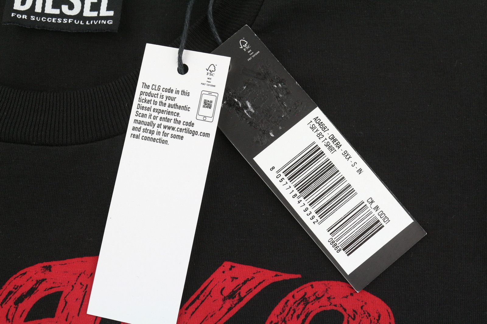 Diesel T-SILY-B2 S Black Tricot Crew Collar T-Shirt 84104 Size US S / EU 44-46 / 1 - 5 Thumbnail
