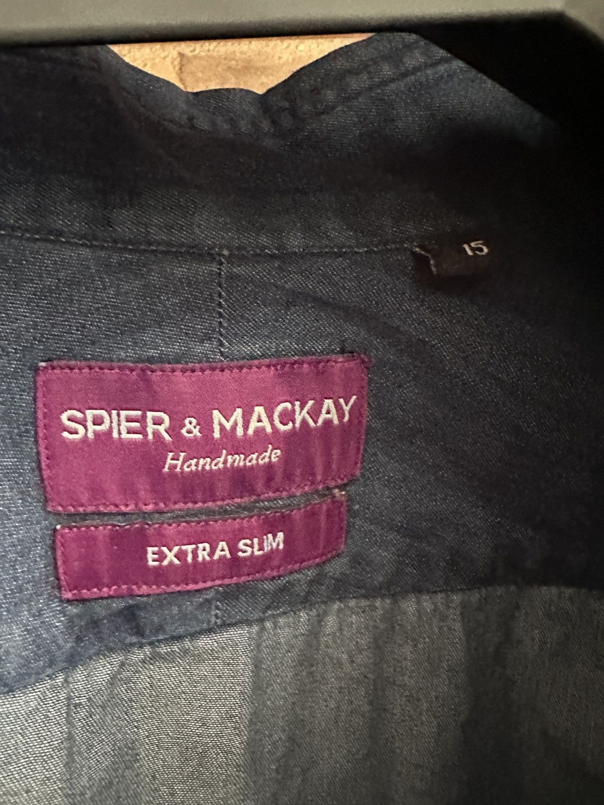 Spier & Mackay Spier and Mackay Handmade Extra Slim Rinse Wash Dress Shirt Size 38R - 3 Thumbnail