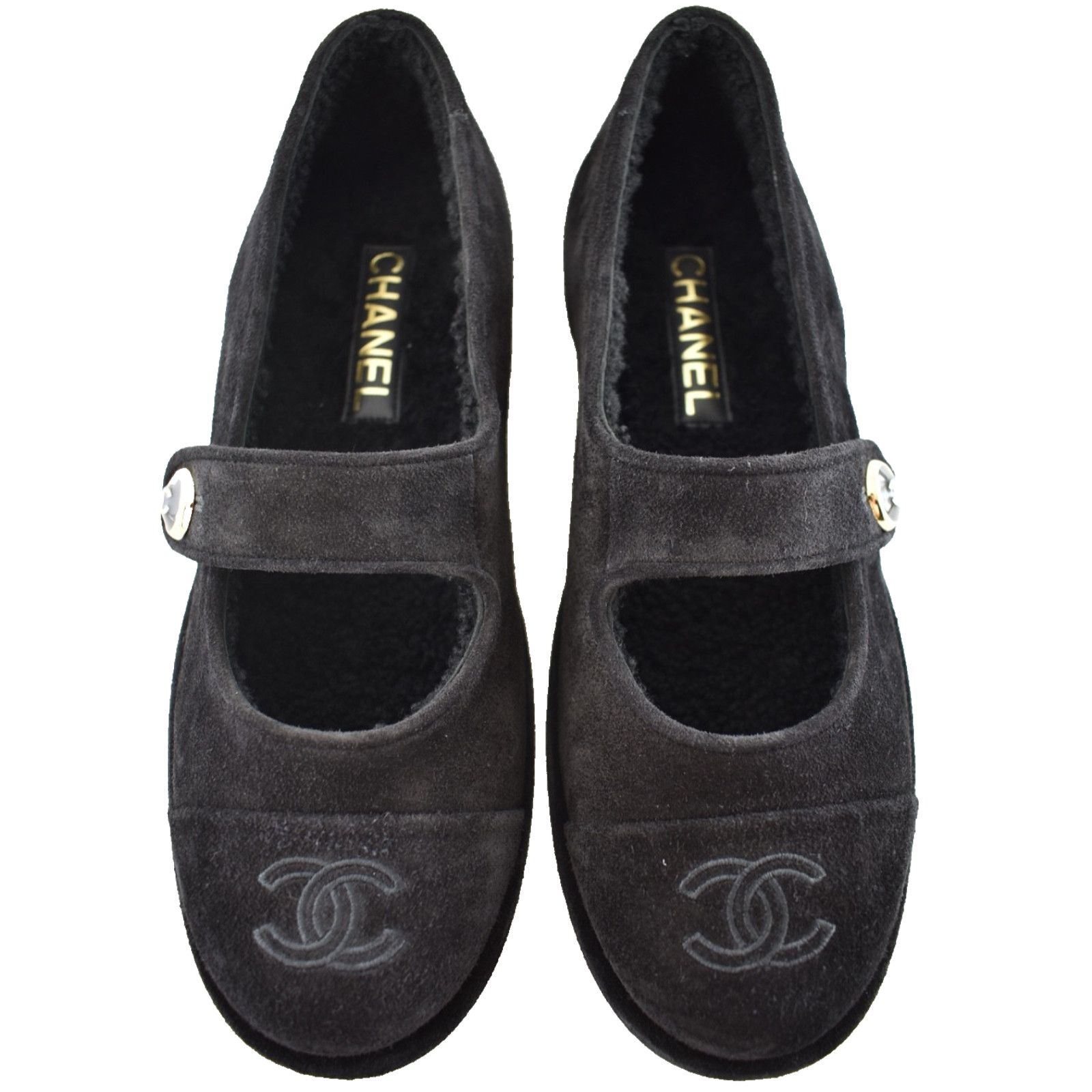 Chanel Fur Mary Jane Moccasin Ballet Loafer Flat 40