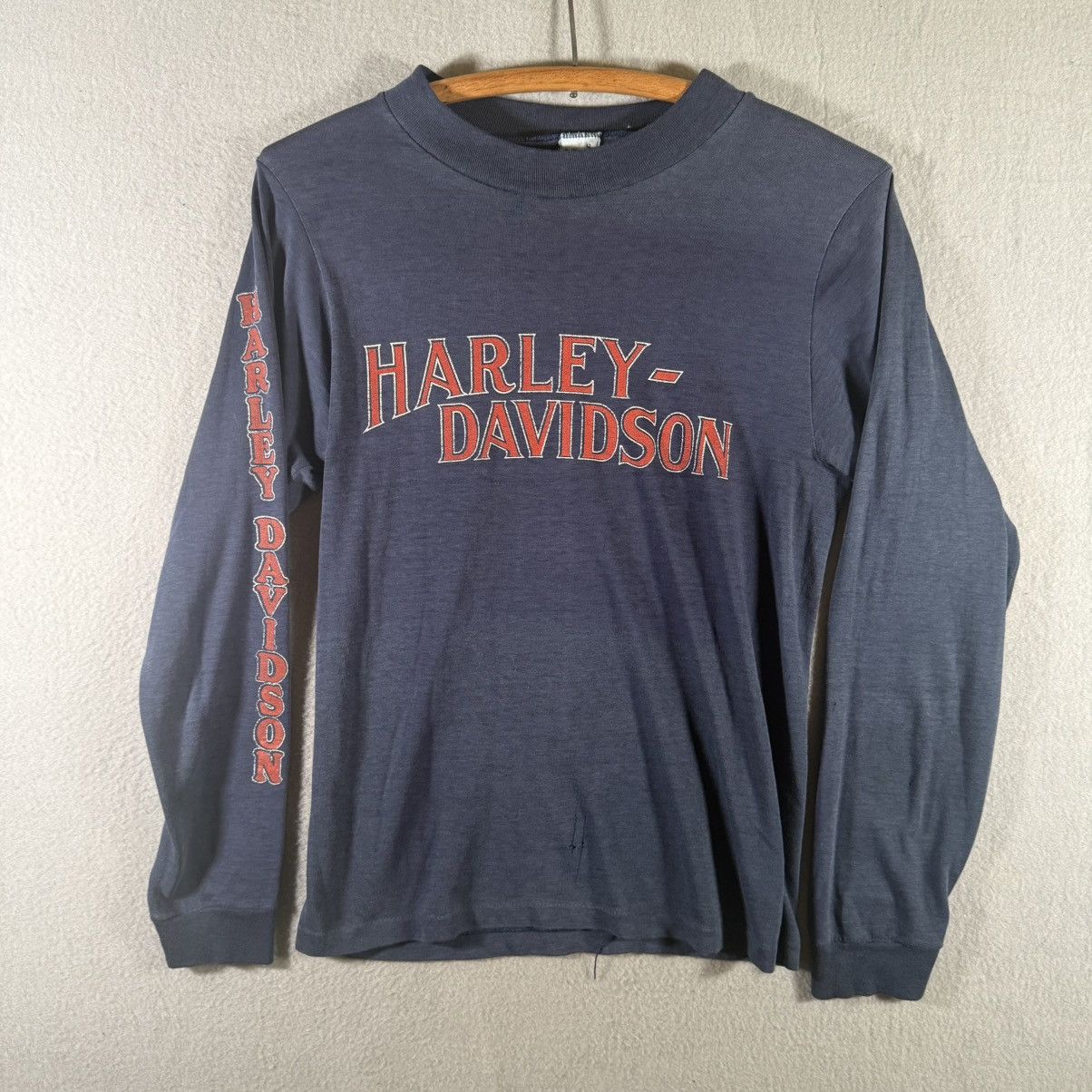 Harley Davidson Vintage 70's Harley Davidson Motorcycle Blue Longsleeve Size US S / EU 44-46 / 1 - 1 Thumbnail