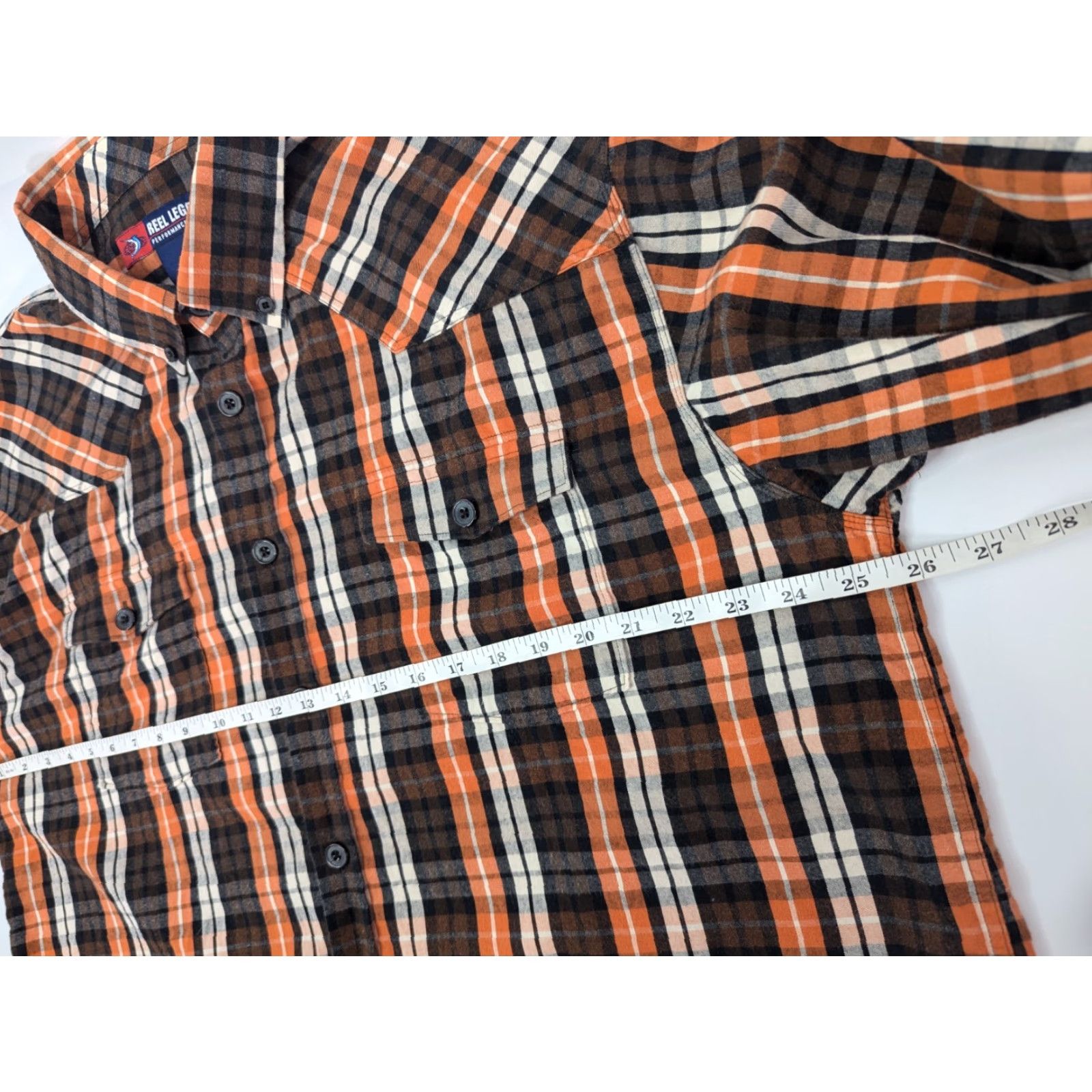 Vintage Reel Legends Button-Up Shirt Men 2XL Flannel Orange Plaid Long Sleeve Button-Down Casual Workwear Size US XXL / EU 58 / 5 - 6 Thumbnail