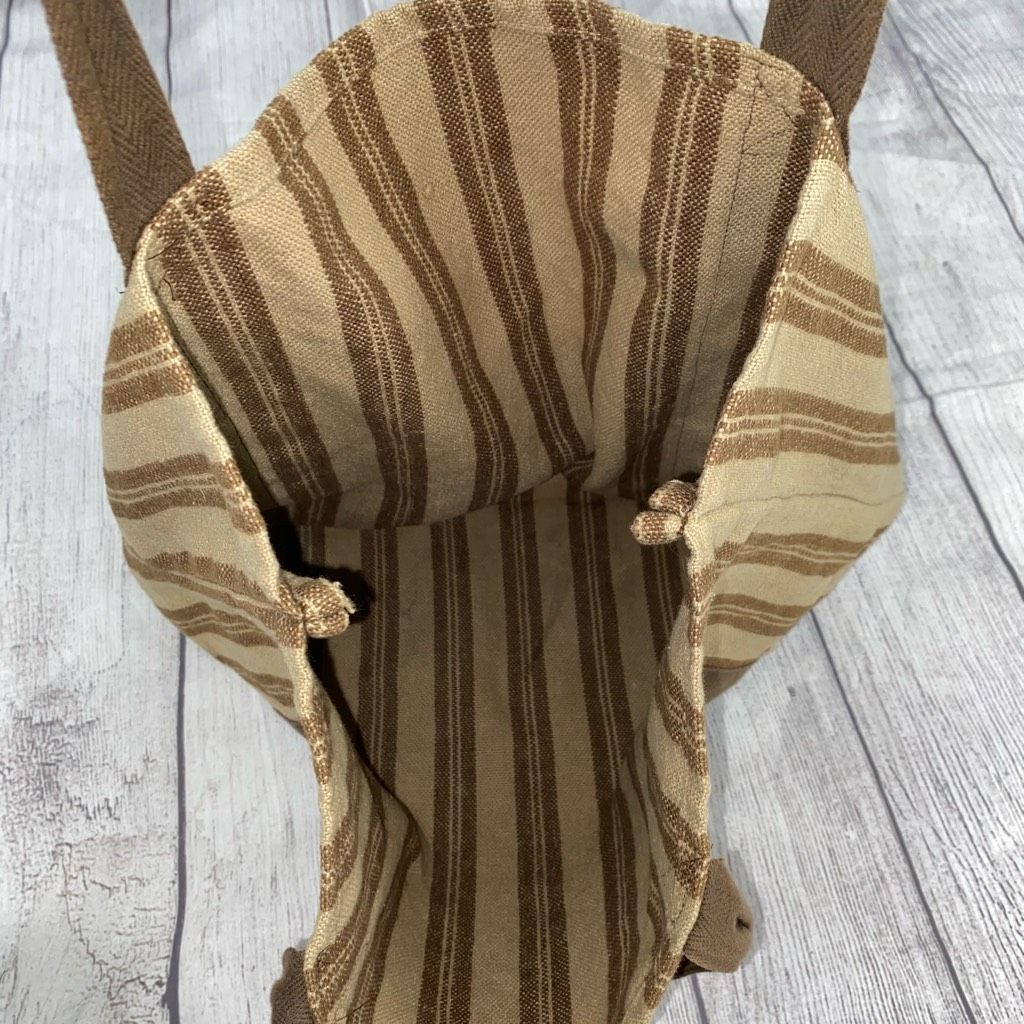 Other Fabric tote shoulder bag open pouch brown/tan stripe Size ONE SIZE - 4 Thumbnail