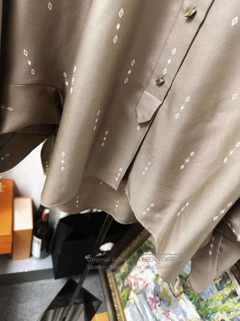 Hermes Hermes Brown Printed Long Sleeve Silk Shirt Jacket Size S / US 4 / IT 40 - 3 Thumbnail